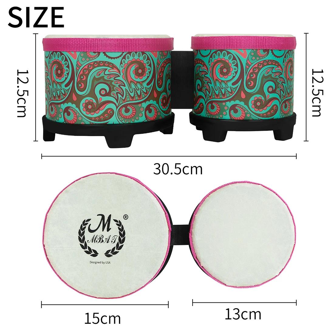 M MBAT Tunable African Drum Professional Bongo Drum 5+6 Inch Connected Hand Drum Percussion Instrument for Gift Adults Beginners