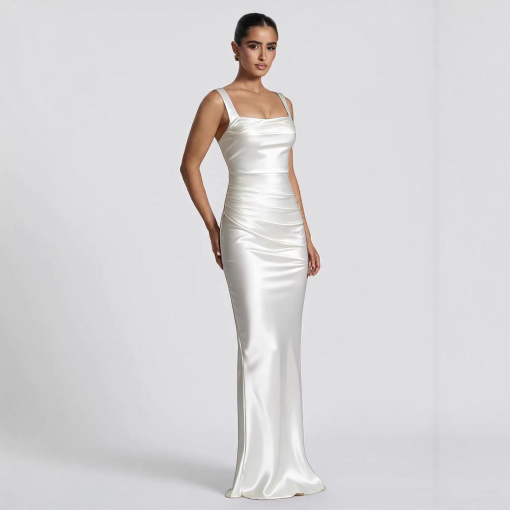 European and American style, sexy folds, high-end new dress, thin suspender temperament, banquet evening dress, long dress