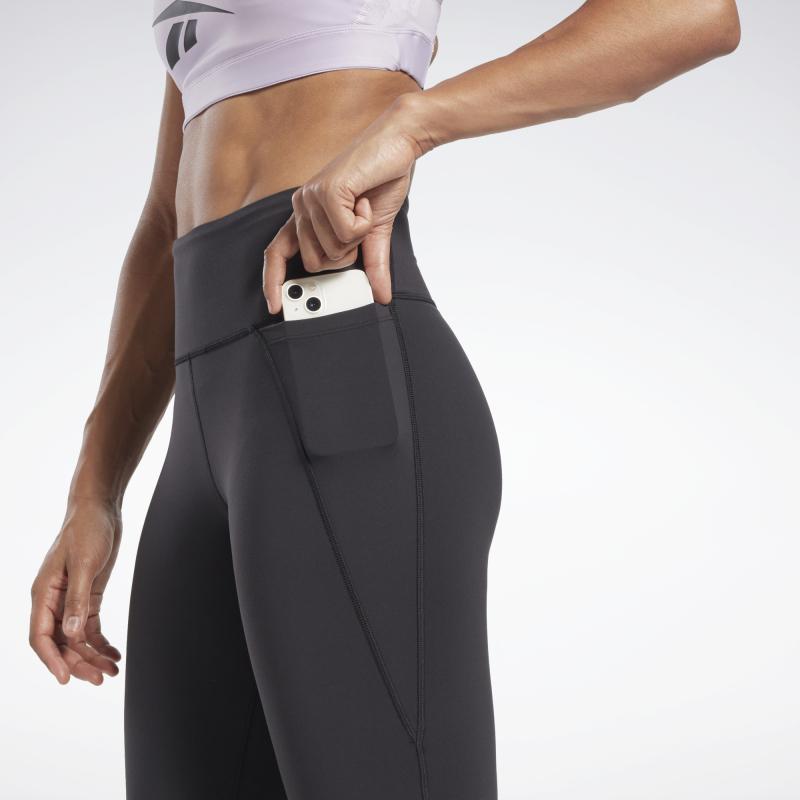 Reebok Solid High-Waisted Tight Workout Pants Women bottoms Gray HS7780