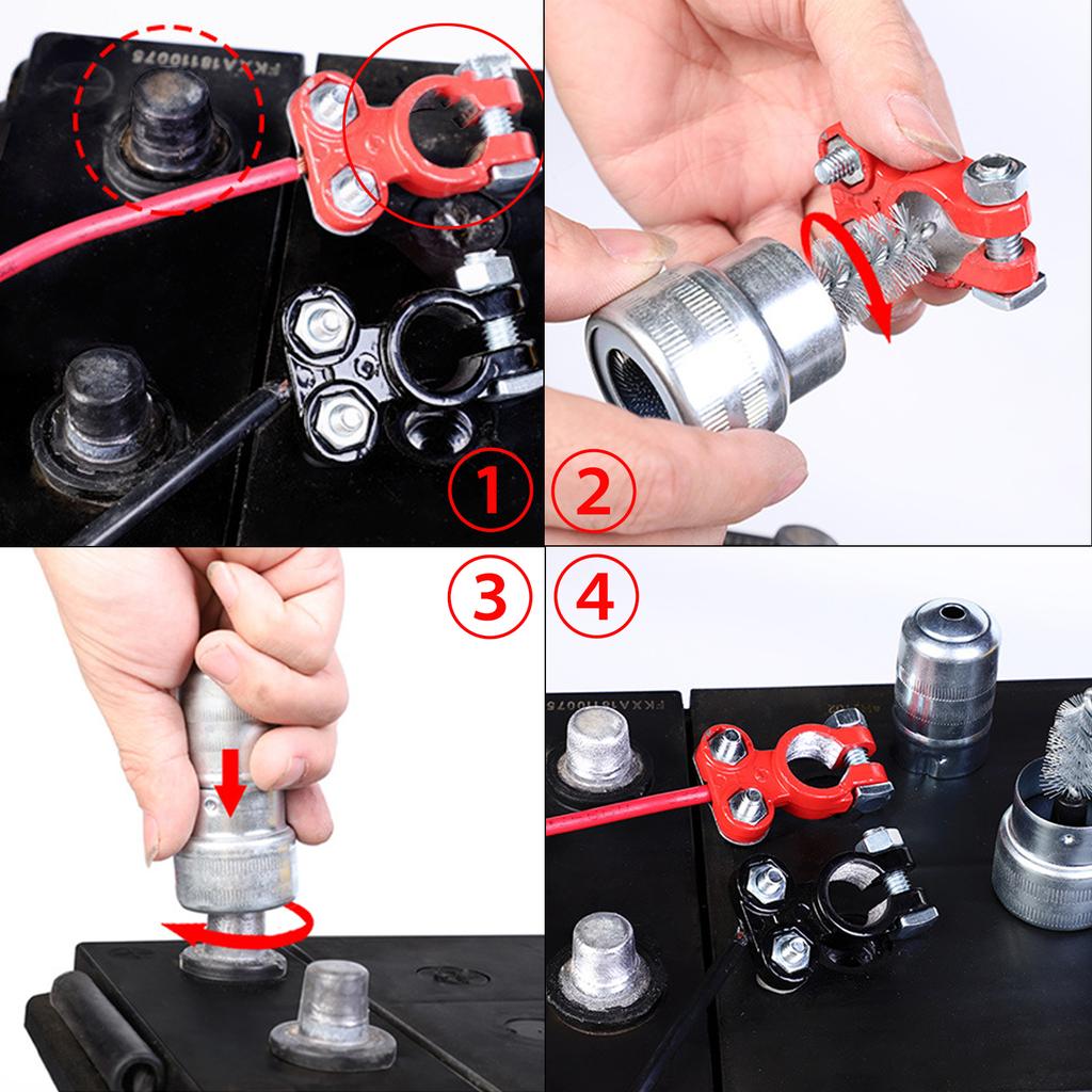 Car Battery Brush Dirt Corrosion Stainless Steel Brushes Post Terminal Cable Cleaner Automotive Wash Cleaning Battery Wire Brush