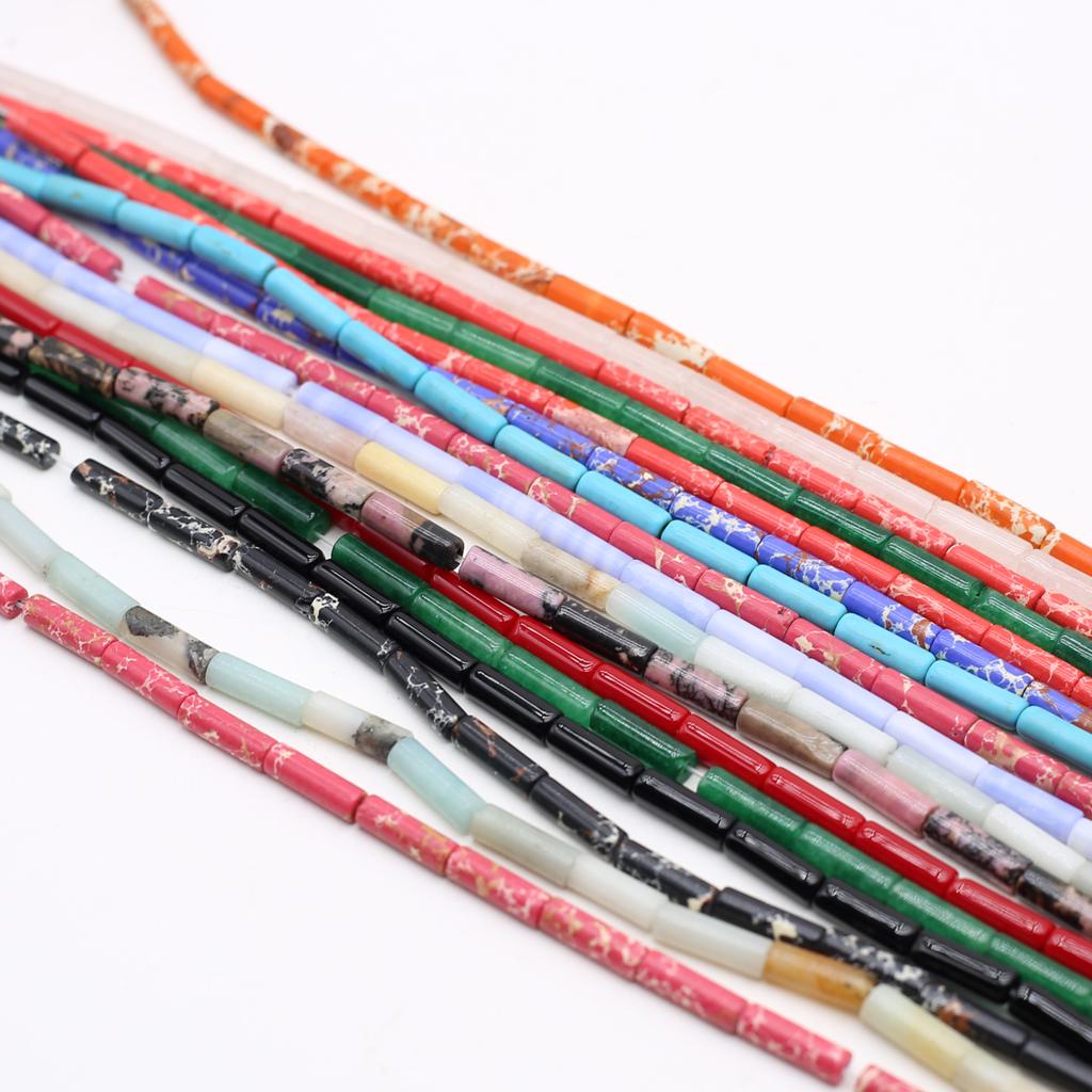 1String, Natural Stone Beads, Boho Handmade Cylindrical Beads, 0.4×1.3cm, for DIY Necklace, Bracelet Anklet Accessories, Jewelry Making, Beading 38cm