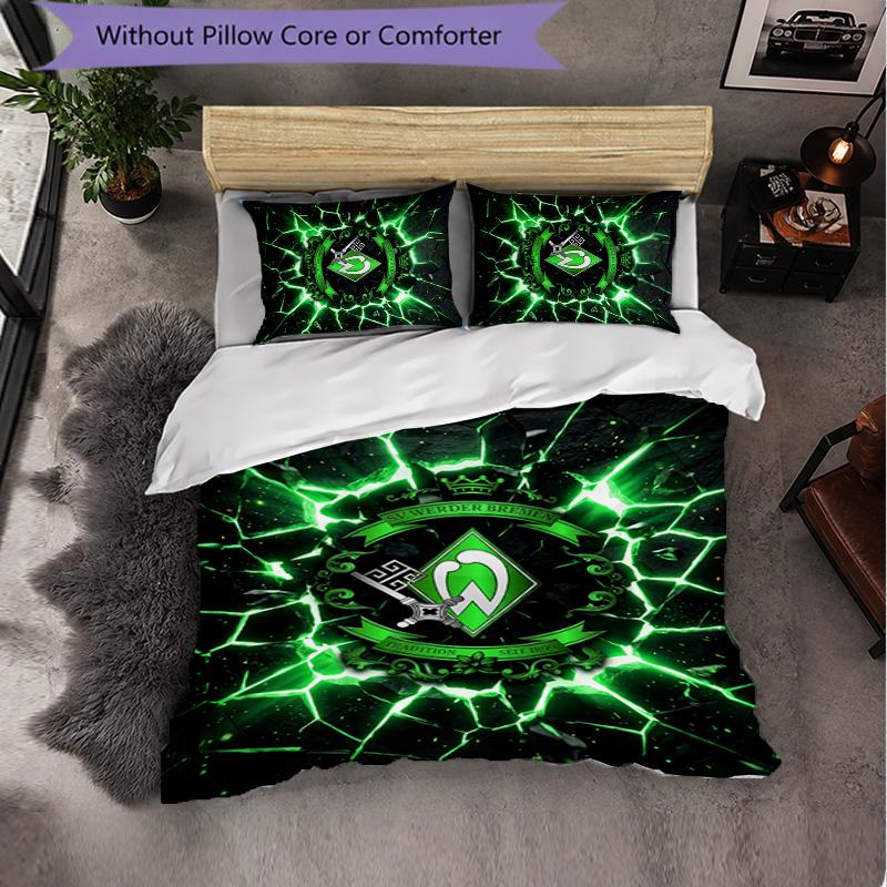 Werder Bremen Football 3 Piece Bedding Set Soft Duvet Cover Set with Pillowcases Printed Bedroom Decor Set for Home