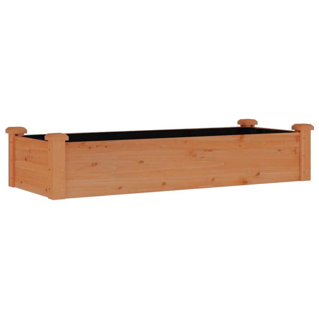 Vidaxl Raised Flower Bed with Liner, Brown, 120X45X25 Cm, Fir
