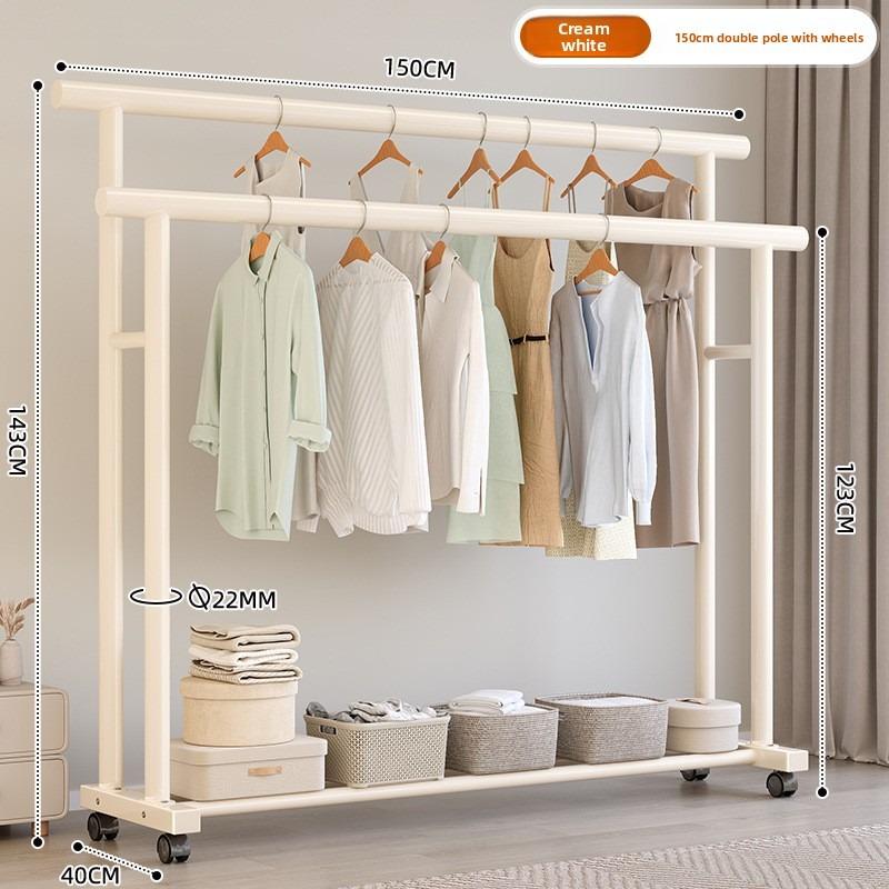 Simple Coat Rack, Movable Clothes Drying Rack, Freestanding Indoor Room Hanging Rack, Household Bedroom Clothes Storage Rack