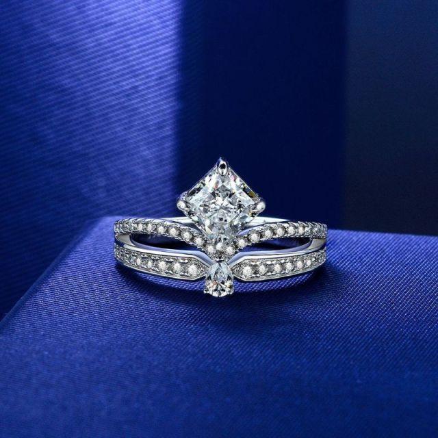 

Luxurious Women Finger Ring Sparkling 6 *6Mm Diamond Finger Ring Tone Engagement Classic Bridal Wedding Occasion Rings Jewelry 9