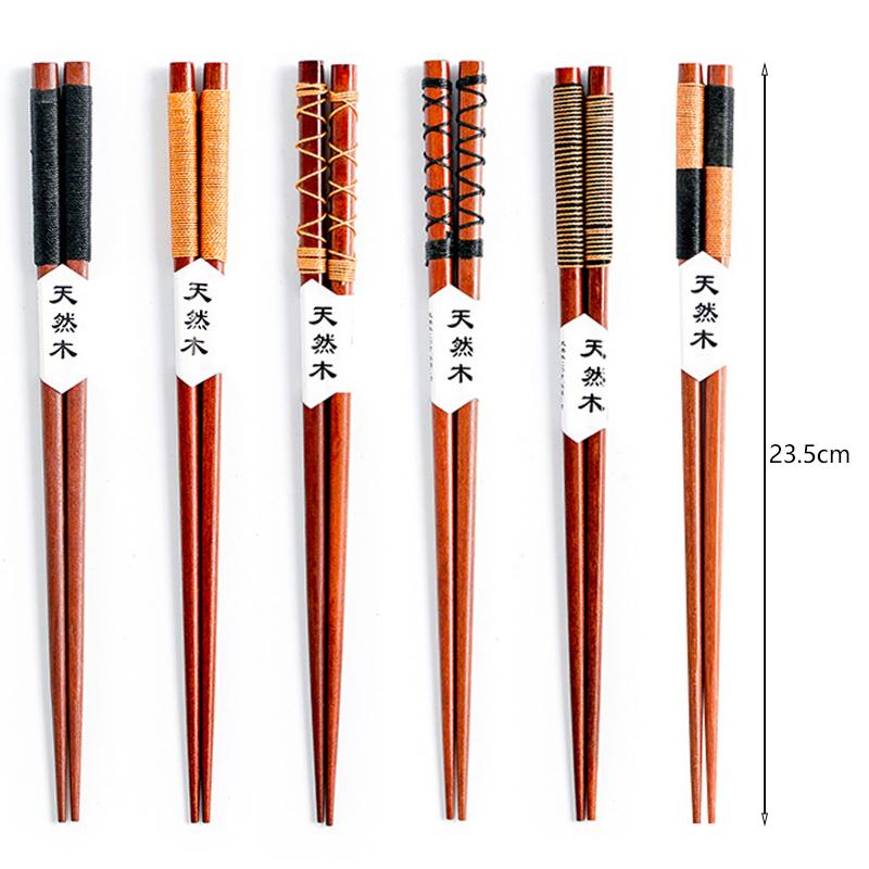 6 Pairs Wooden Chopsticks Japanese Sushi Sticks Reusable Wood Chopsticks Korean Chinese Food Chopstick Home Restaurant Tableware