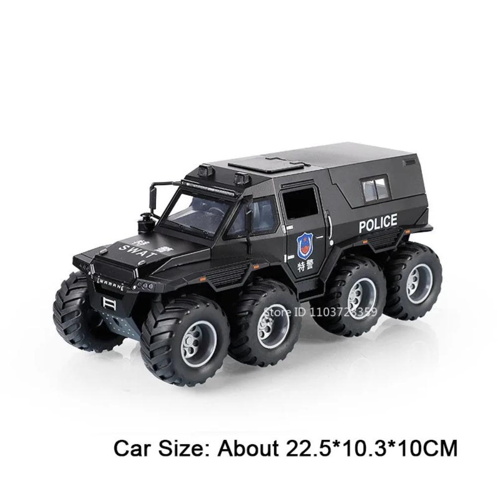 1:24 Scale Avtoros Shaman Police Car Model Toys Alloy Diecast Off-road Vehicle Sound Light Doors Opened Pull Back for Kids Gifts