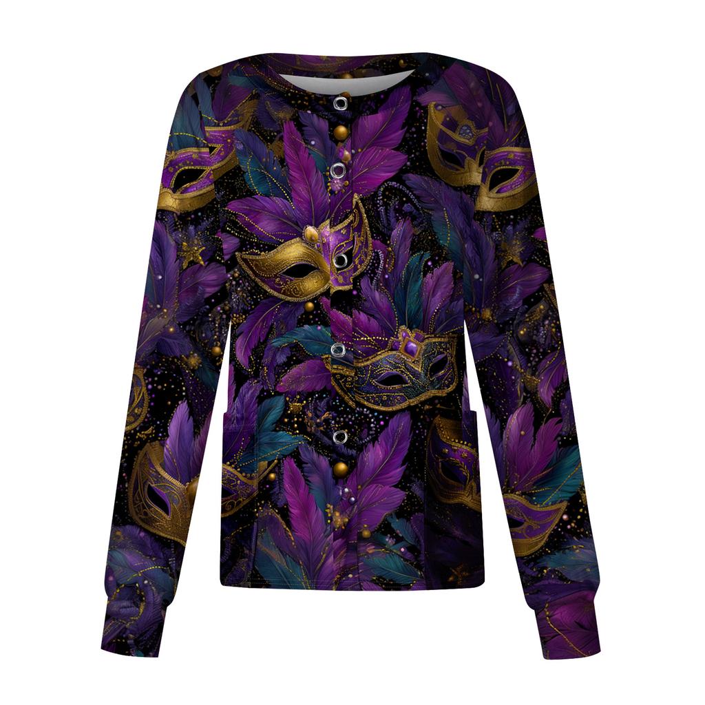Women's Casual Long Sleeve Single Breasted Printed Dry- Top