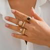 6Pcs/Set Geometric Irregular Oval Metal Rings for Women Men Fashion Retro Gold Color Finger Rings Vacation Jewelry Accessories
