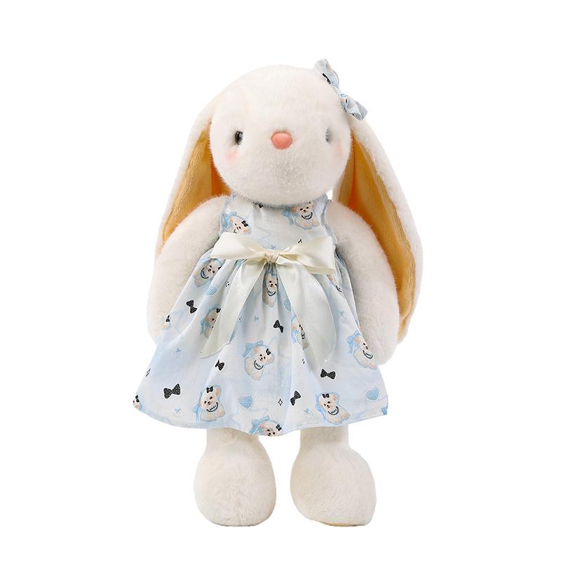 Large Lop-Eared Bunny Plush - Cute Floral Skirt Doll, Soothing Girl's Companion and Pet Healing Toy