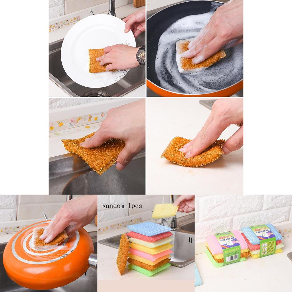 Cleaning Kitchen Rag Dishwashing Brush Pot Sponge Scouring Pad Gadget Removal