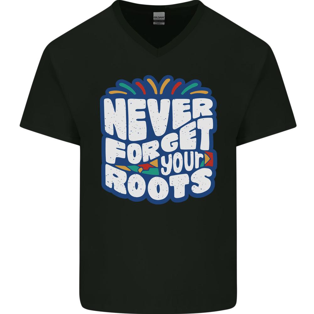 Never Forget Your Roots Africa Juneteenth Mens VNeck Cotton T-shirt XXXXL