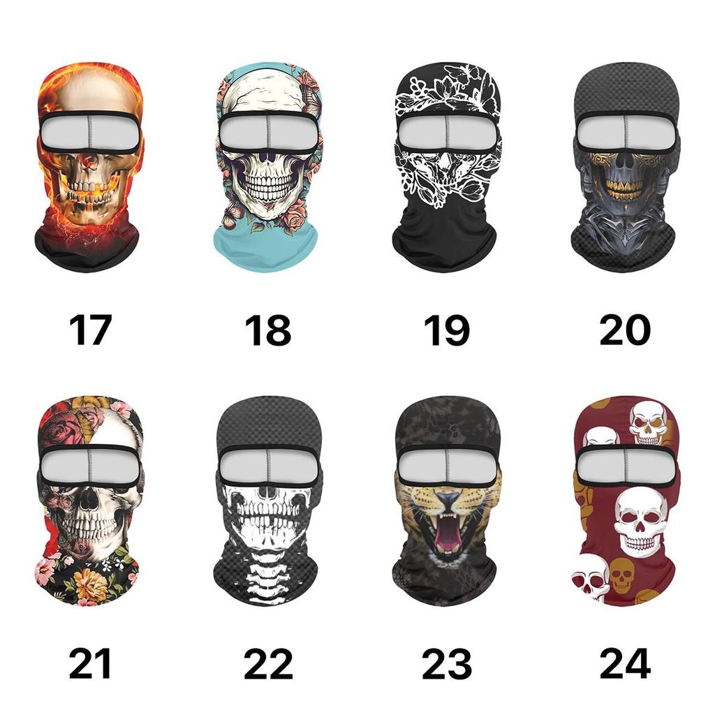 Skull Print Balaclava Face Mask, Ice Silk Cooling Breathable Sun Protection Full Face Cover for Cycling Running Hiking Outdoor Sports