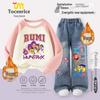 2026 Kpop Witch Hunter Girl's Hoodie & Casual Two-Piece Set for Kids, Medium/Large