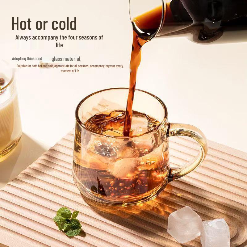 Tazza da Caffè in Vetro Soffiato a Mano da 360ml con Manico Elegante