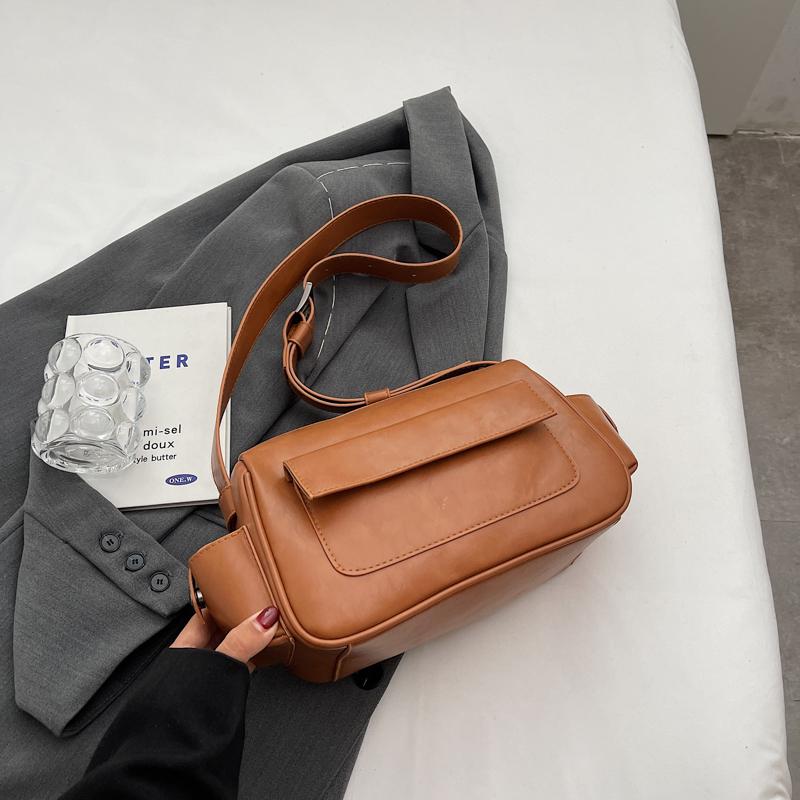 Große Kapazität Damen Ledertaschen Einfache Multicolor Trendy Umhängetaschen Lässige Damentaschen mit breitem Schultergurt