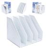 Heavy Duty Foldable Magazine File Organizer, 4 Vertical Compartments Plastic Document Rack, Space Saving for Office Home Library
