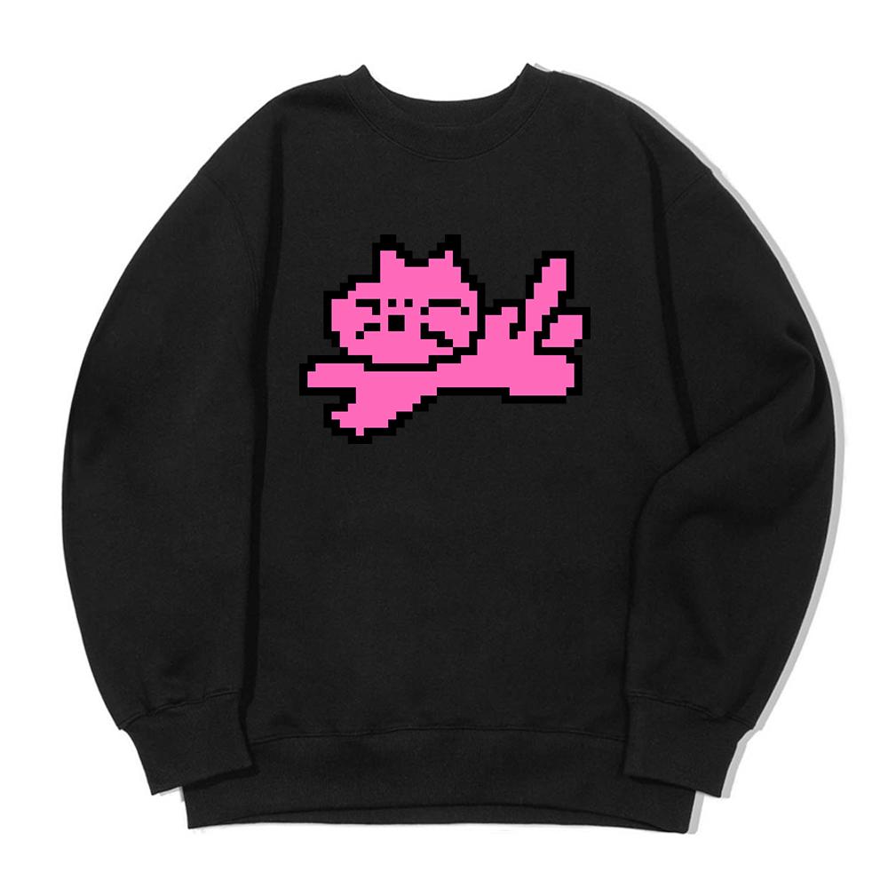 AWESOMEUS Jumping Pink Cat Sweat Shirts_3 Color