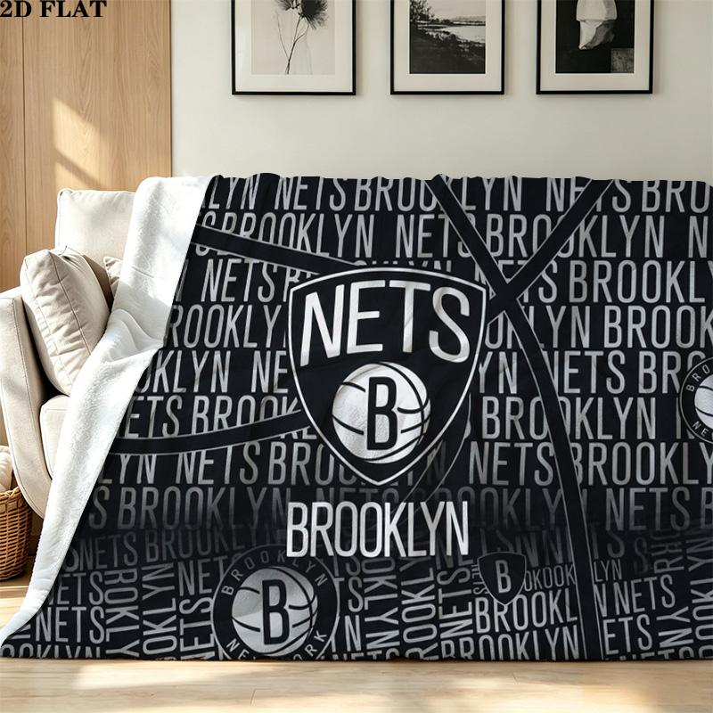 Brooklyn Nets Logo Print Flannel Blanket High Quality Warm Comfortable Cover for All Seasons Perfect for Gifts Home Decor