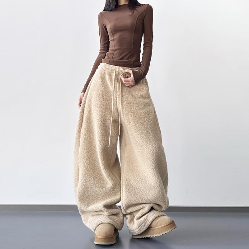 Women s Wide-Leg Street Casual Drape Pants Small