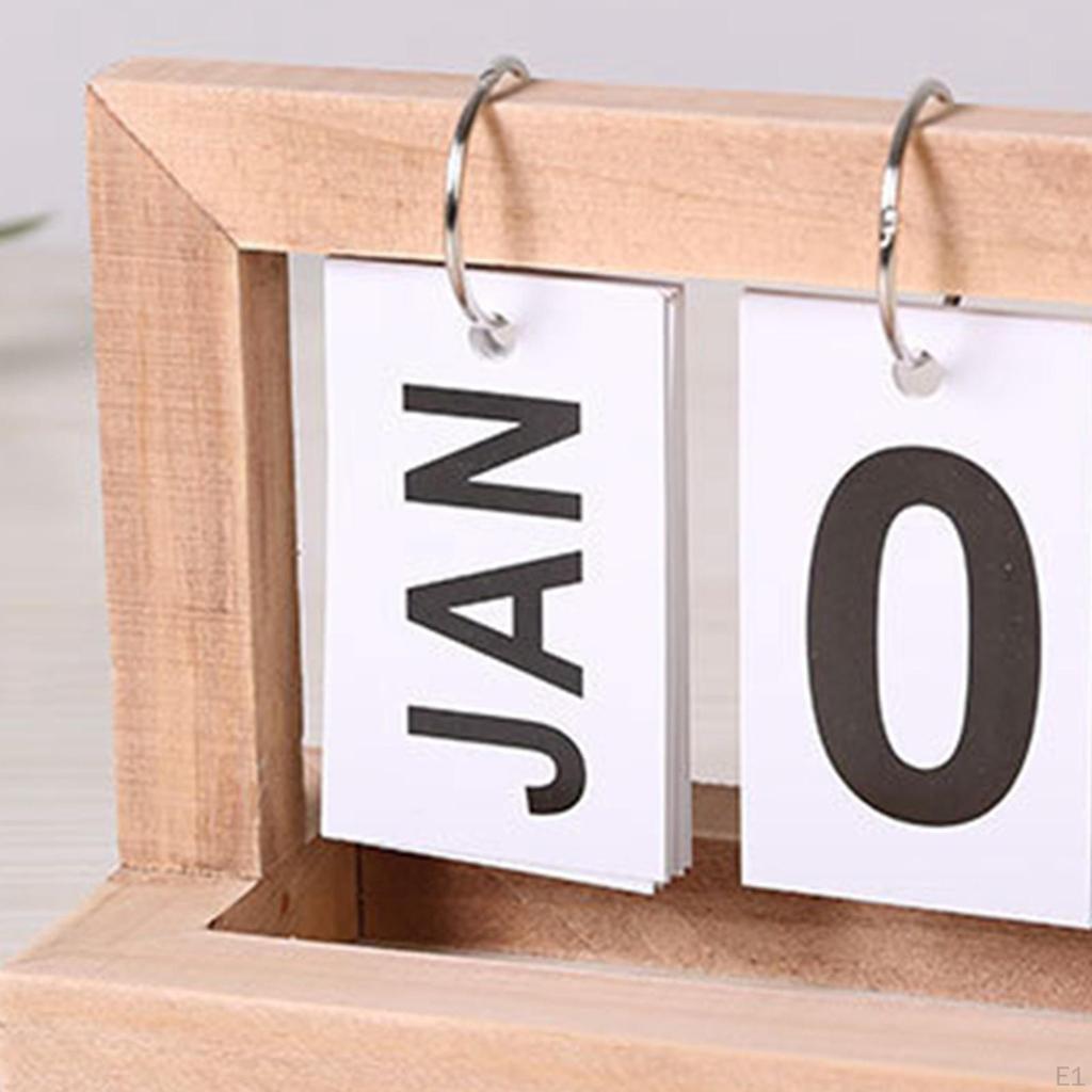 Desk Calendar Desktop Artwork Vintage Standing Decoration ,Flip Wooden