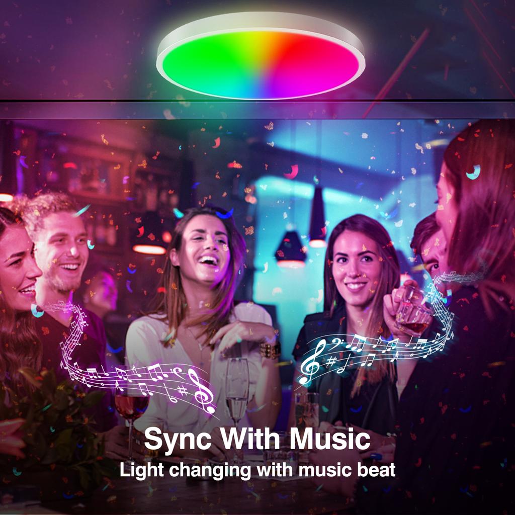 Inteligentní stropní světlo C110-120V 24W 84LED BT / režim bezdrátového připojení Tuya Phone App &