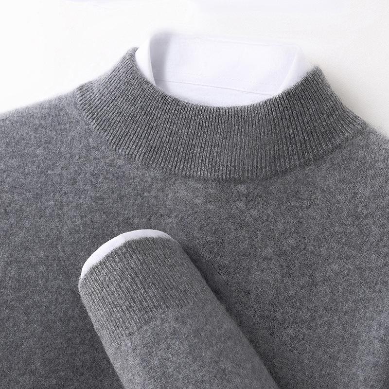 

2024 Autumn/Winter Men s Versatile Cashmere Wool Pullover Sweater - Half-High Neck, Casual & Business. XL