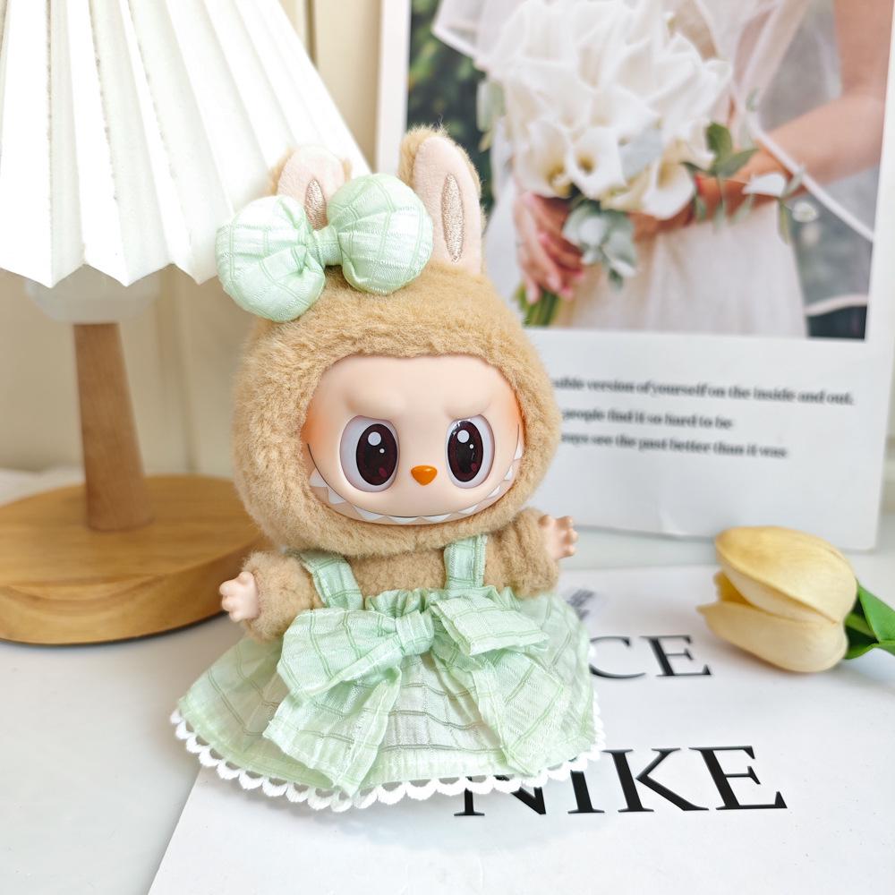 Labubu Doll Vinyl Face Pendant with Sundress & Straw Hat in Macaron Blind Box – First & Second Generation