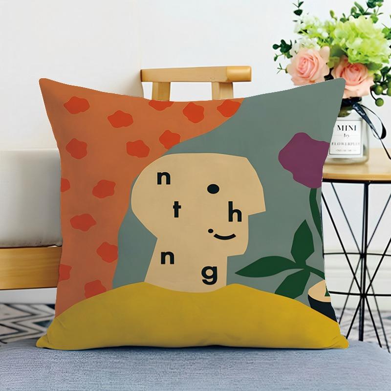 Illustration Style Printed Decorative Pillowcase Bedroom Living Room Square Cushion Pillowcase
