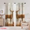 2pcs,2D plane printing Creative Curtains Forest Companions Versatile 100% Polyester (without rod) Versatile All Use for Bedroom,