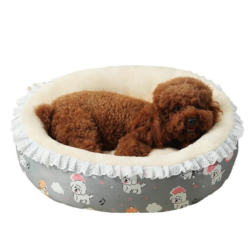 Winter Katzenzwinger Haustier Warmes Nest Kaninchen Samt Blumiger Rock Haustierbedarf Schlafmatte für Alle Jahreszeiten