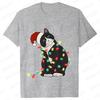 Fashion Trendy T Shirt Short Sleeve Tees for Unisex Funny Christmas Lights Cat T Shirts Female Korean Casual Streetwear Tshirt