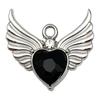 K Alloy Plated Heart Wing Rhinestone Charm Pendant for DIY Bracelet Jewelry