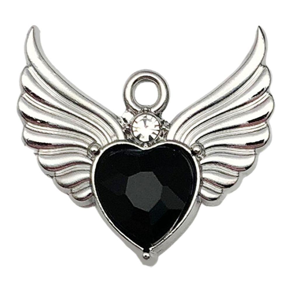 K Alloy Plated Heart Wing Rhinestone Charm Pendant for DIY Bracelet Jewelry