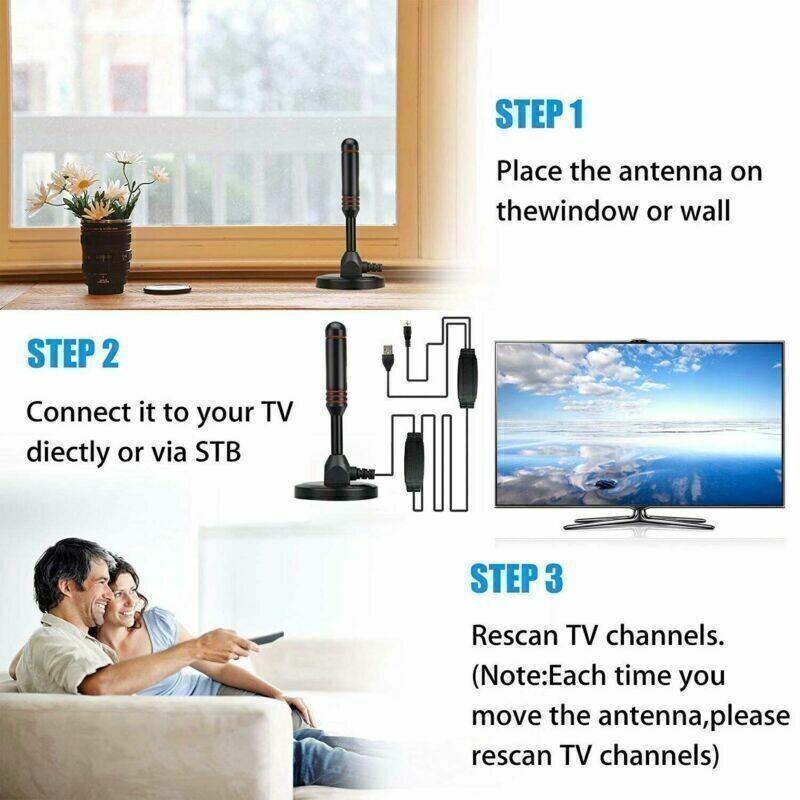 Portable HD Digital TV Antenna Indoor Outdoor Amplified DAB Antenna 200 Miles Ultra HDTV With Magnetic Base Aerial Set Smart TV
