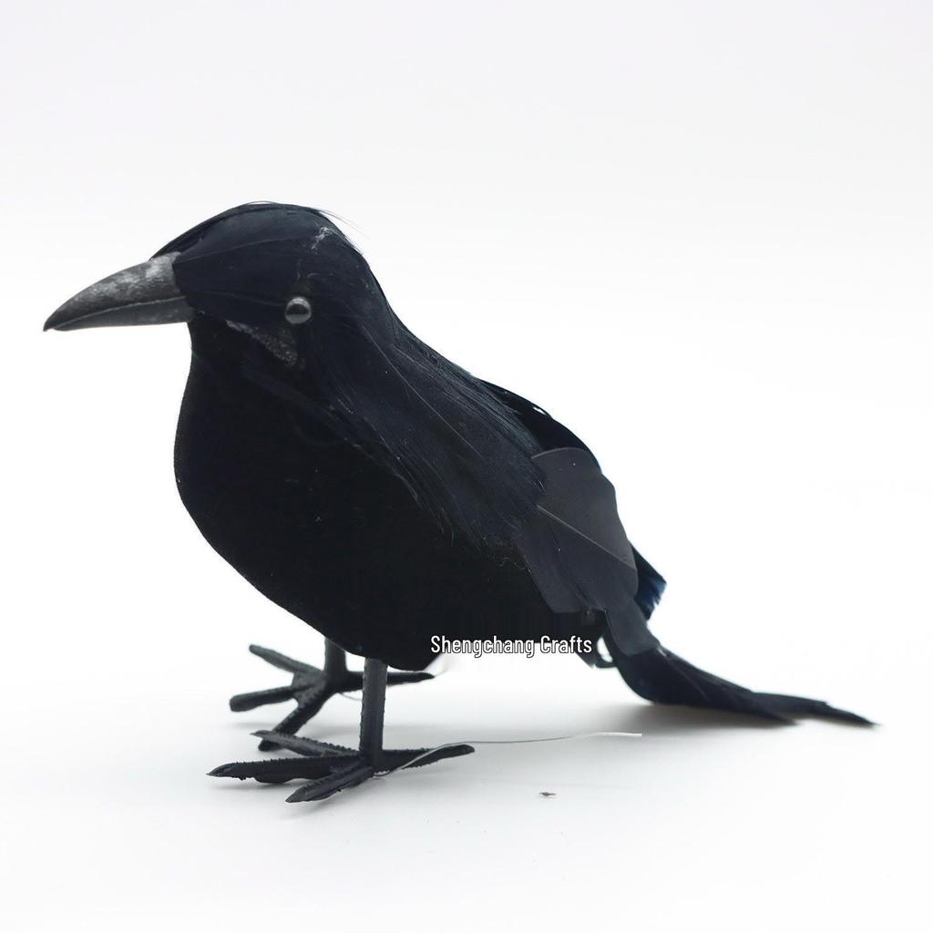 Halloween Flocked Black Crow Ornament - Party Decoration Prop Shirt