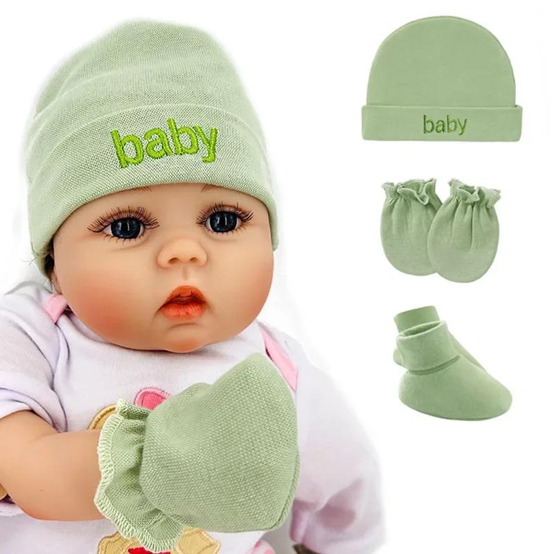 Non-Toxic Newborn Hat+Gloves+Socks Set For Baby Children&Children Cotton Fall Casual Pography Props Soft Headwear Infant Nightcap Fashion