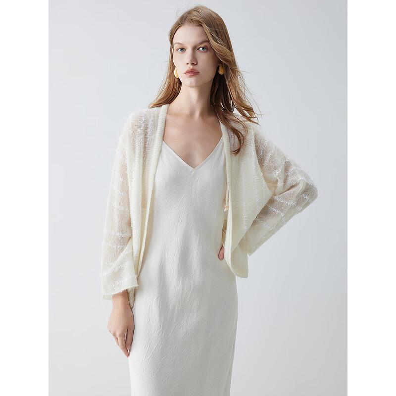 ELLE Women's Striped Mohair Knit Cardigan