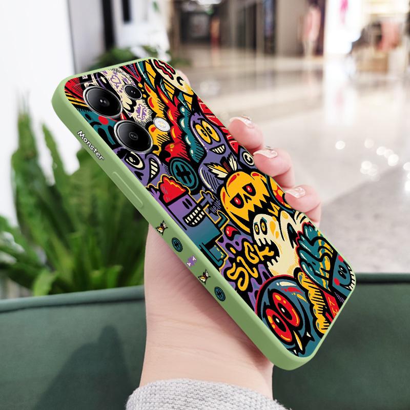 Pumpkin Monster Phone Case For Xiaomi Redmi Note 14 13 12 12S 11 11S 10 10S 9 9S Pro Plus 4G 5G Liquid Silicone Cover