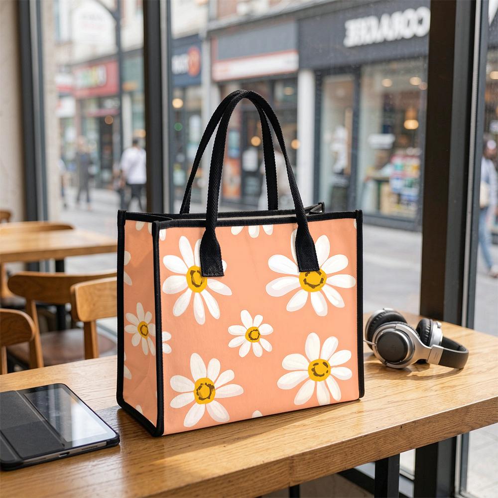 Cute Daisy Printed Tote Bag Casual Lightweight Daily Shopping Carry Handbag