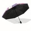 1pc Axolotl on a Tree Pattern Automatic 3-Fold Umbrella, 8 Iron Frames, High-Value Folding Umbrella, Suitable for Office, Travel and Outdoor