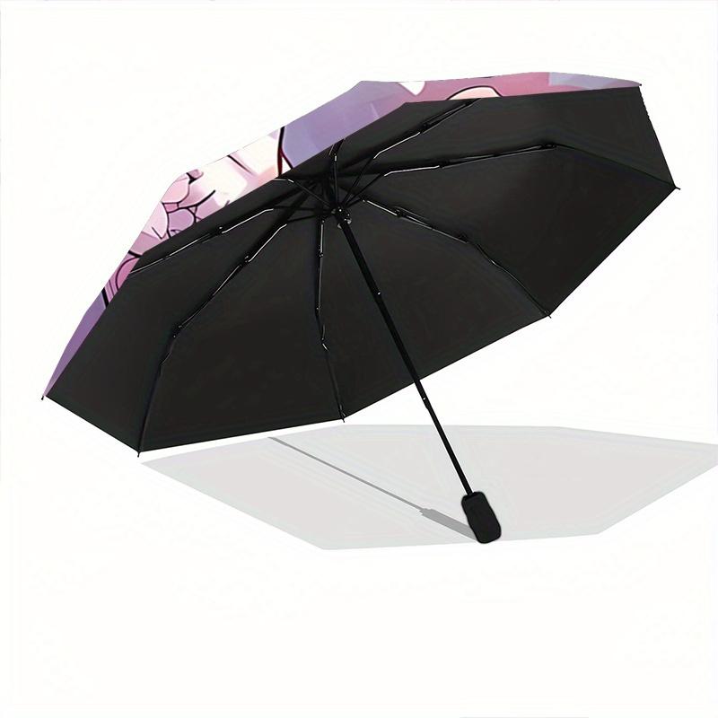 1pc Axolotl on a Tree Pattern Automatic 3-Fold Umbrella, 8 Iron Frames, High-Value Folding Umbrella, Suitable for Office, Travel and Outdoor