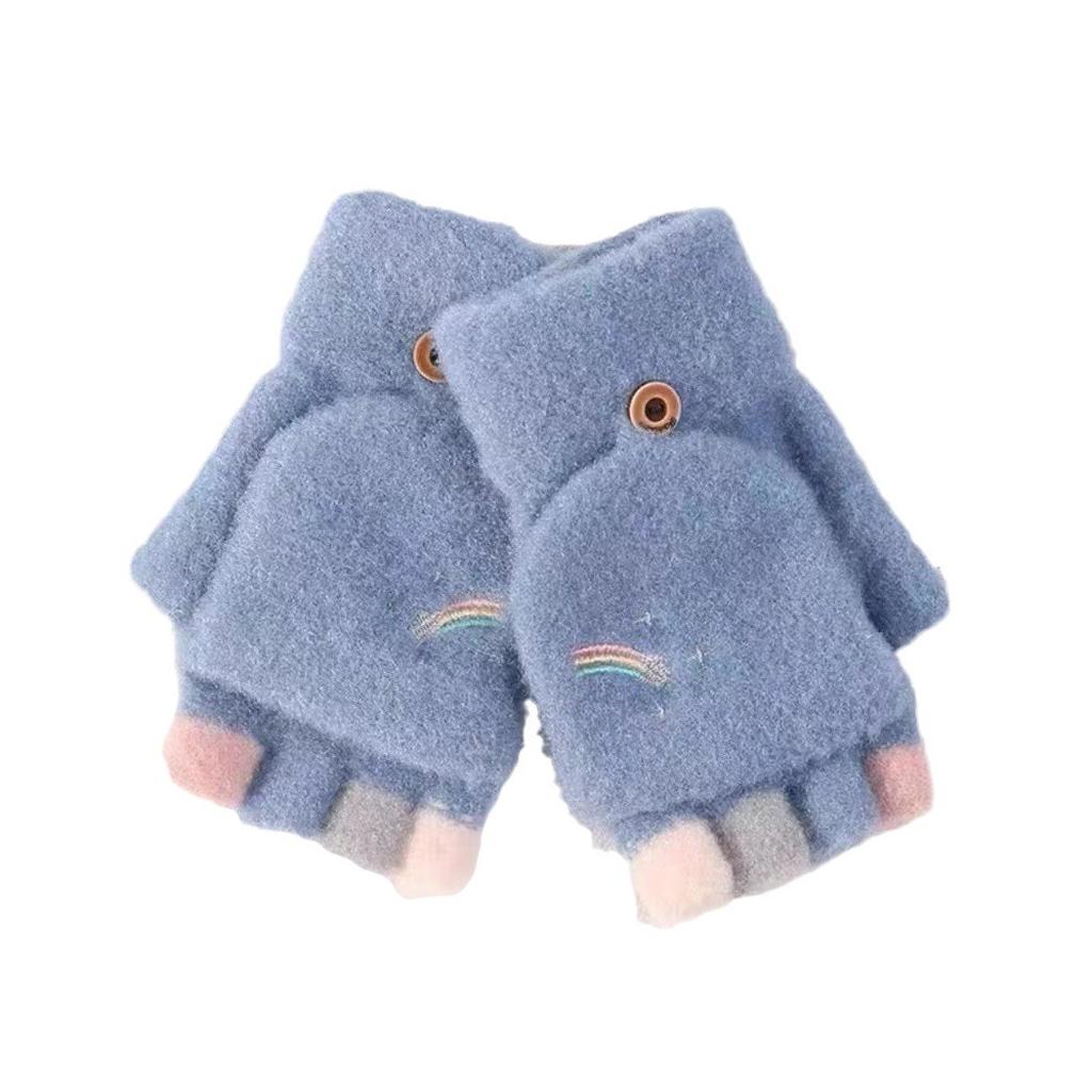 Fashionable Women's Half Finger Autumn and Winter New Style Thick Warm Yarn Knitted Cute Flip Cover with Missing Fingers