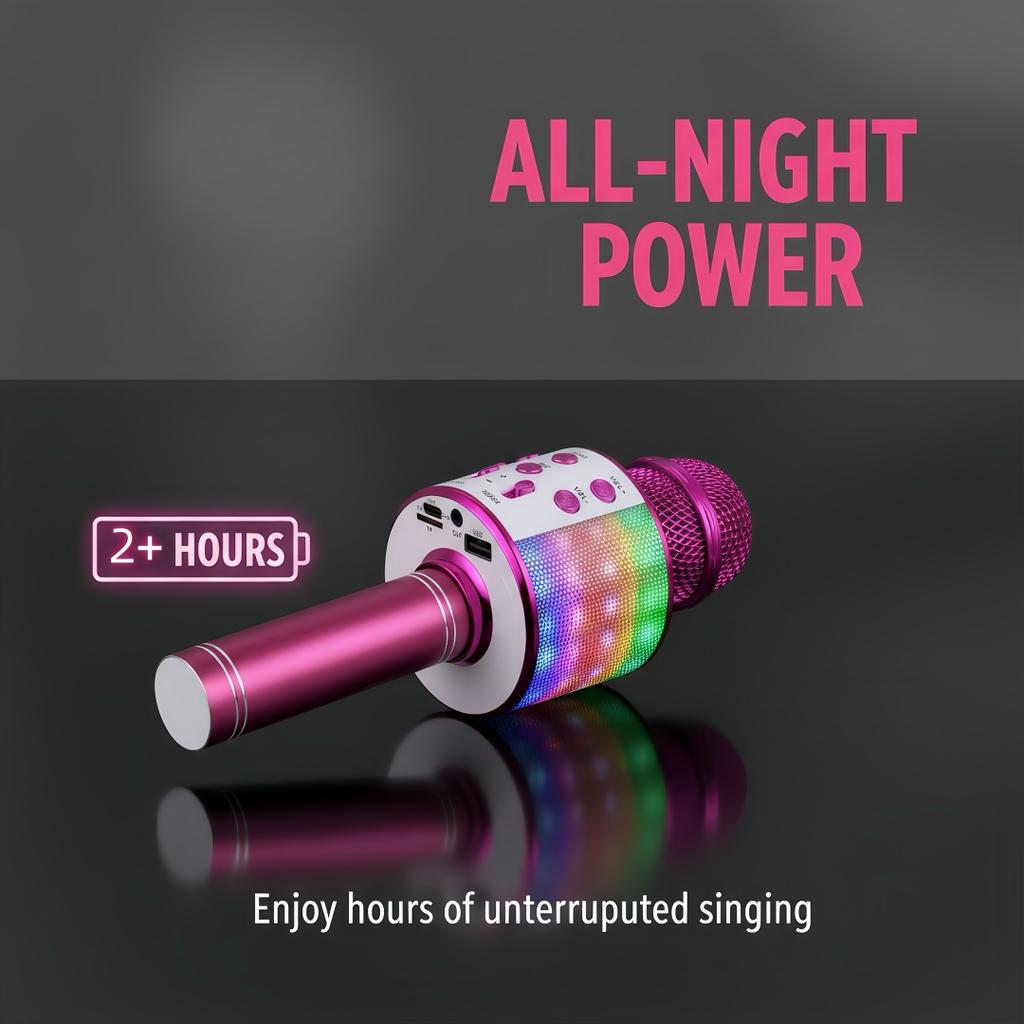 All-in-one Entertainment Microphone Speaker, Karaoke, Music Player, Voice Changer, FM Radio, LED Light Mic for Party Gathering