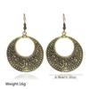 1 Pair Retro Style Circular Pendant Totem Earrings, Ancient Silver Earrings, Ancient Bronze Earrings, Suitable For Women's Daily Wear