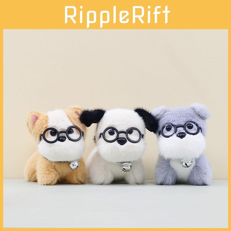 Cute Stuffed Dog Keychain With Glasses Fluffy Plush Toy For Bags And Keyring Accessories