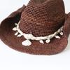 Summer Raffia Wide Brim Cowboy Hat Outdoor  Sun Protection Natural Straw  Hat Hand Crochet Raffia Cowboy Chain Sun Hat
