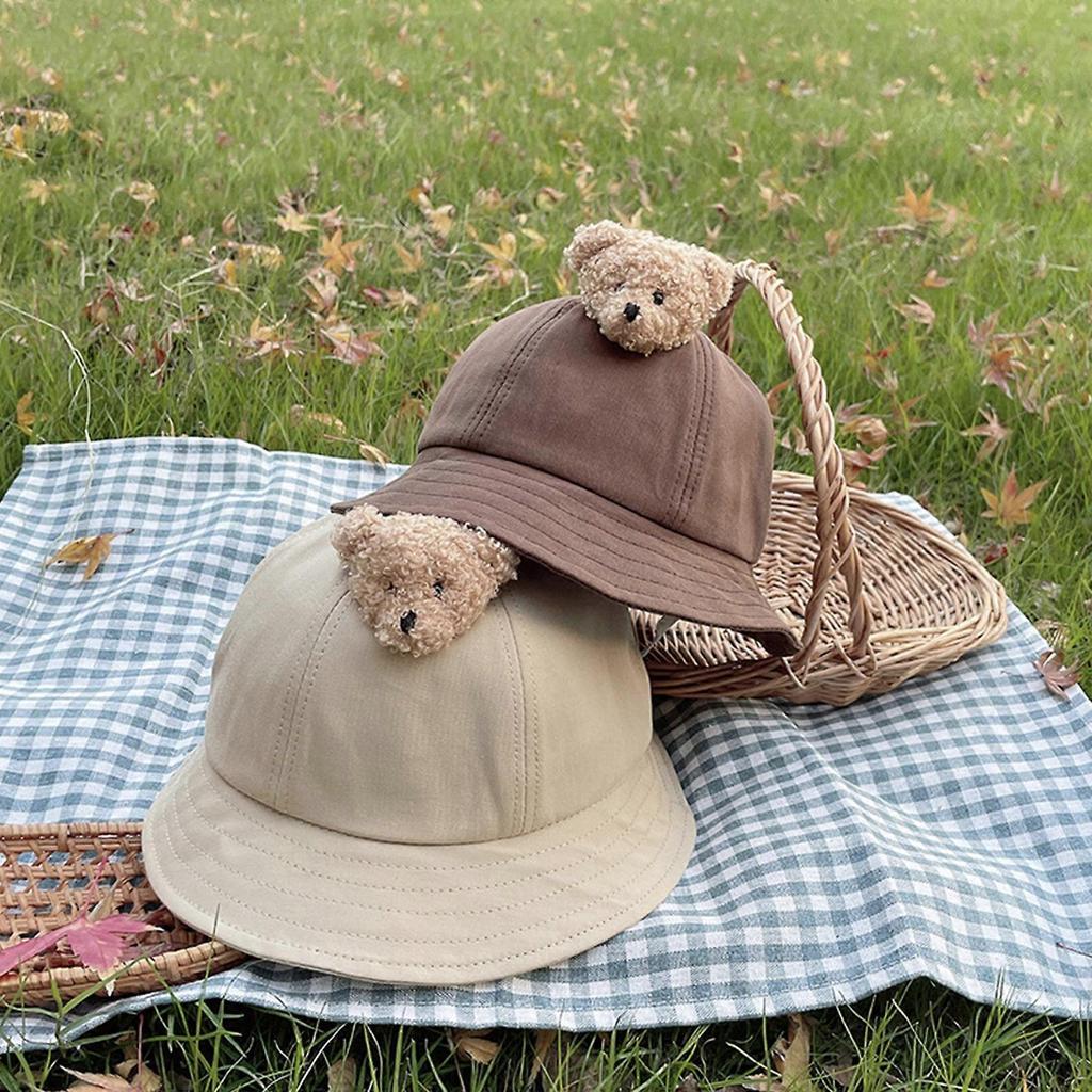 Children Bucket Hat Windproof Spring Hat Sun Protective Infant Fisherman Hat Skin Friendly Toddler Visor-Hat Camping Hat  off white