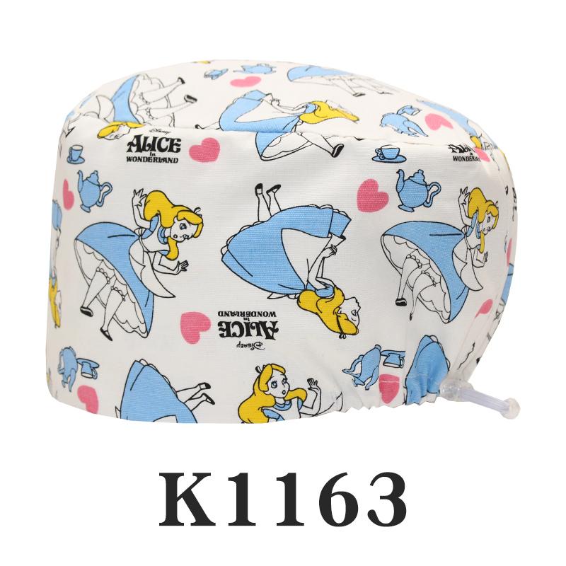 Cartoon Printed Nursing Caps Men Women Medical Hats Adjustable Long Hair Pet Dental Clinic Doctors Scrub Hat