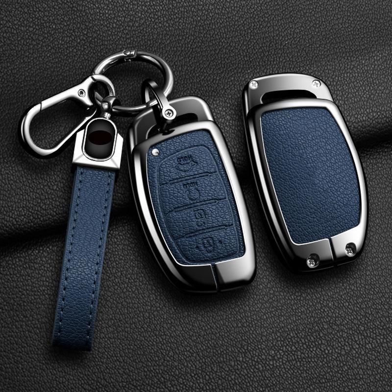 Zinc Alloy Leather Car Key Holder For Hyundai Tucson Elantra Creta Sonata Ix35 Ix45 I40 I30 I20 I10 Ioniq Accent Creata Key Fob